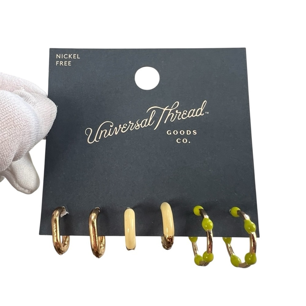 Universal Thread 3 Piece Gold Earring Set
